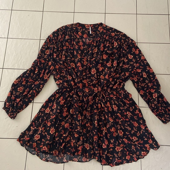 Free People Free Swinging Floral-print Mini Dress lined at bottom size M - Picture 5 of 7
